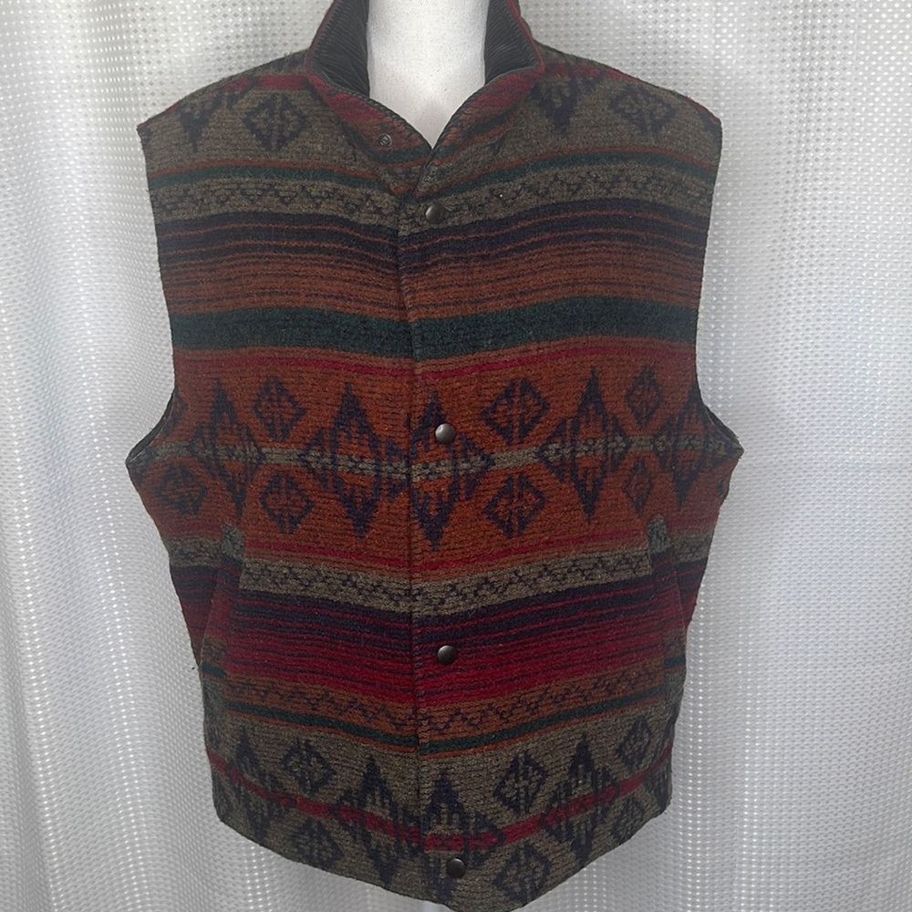 Vintage Woolrich Wool Vest Aztec Southwest Navajo Pattern Boho Sz L
